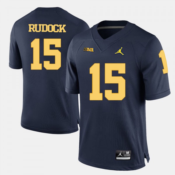 University of Michigan #15 For Men Jake Rudock Jersey Navy Blue University College Football